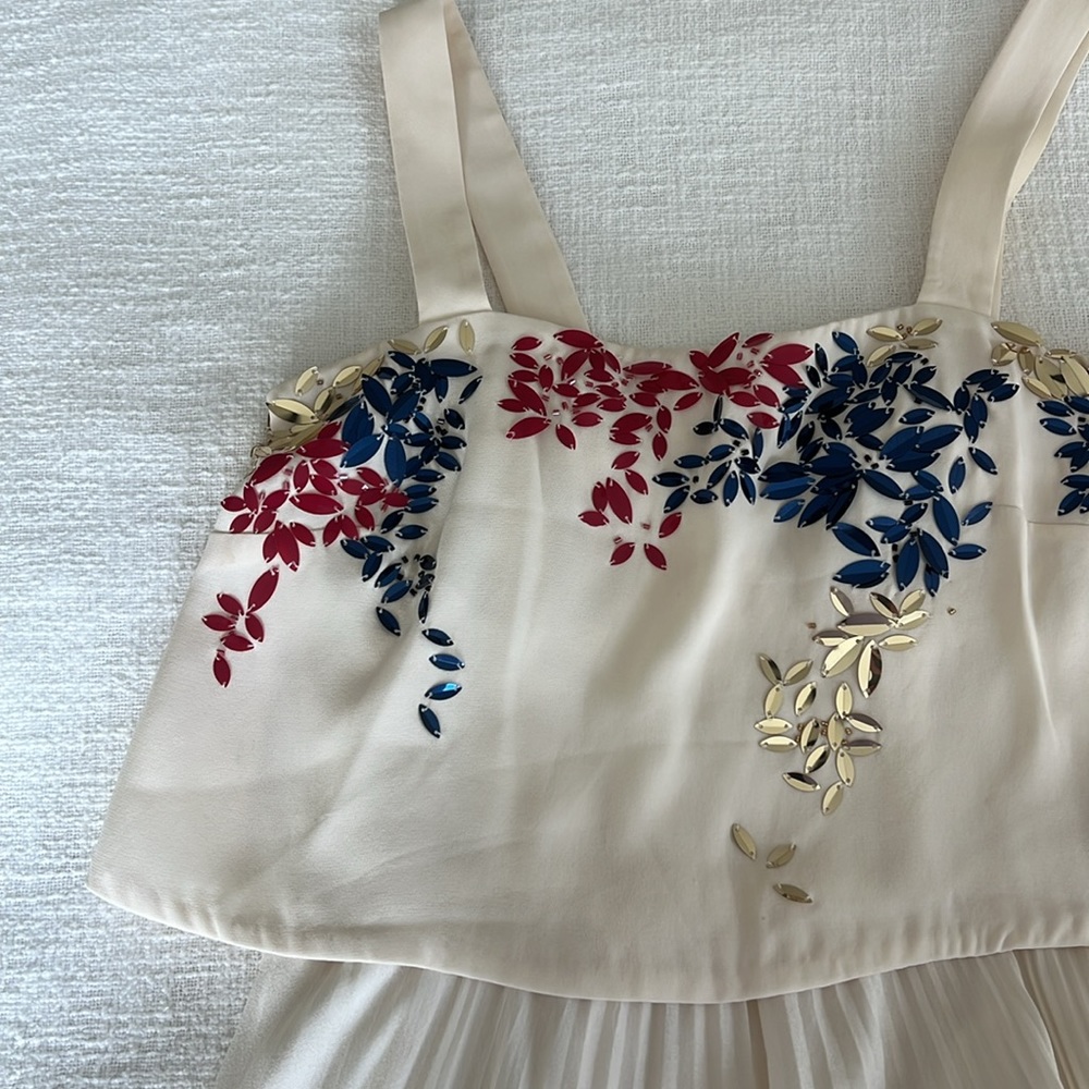 Elle Sasson Luana Embroidered Pleated Silk Dress - Picture 4 of 6
